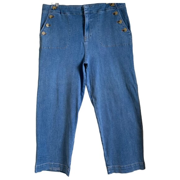 NWOT TALBOTS Womens' Mystic Light Wash Cropped Straight Leg Sailor Jeans Size 16 - Picture 5 of 8